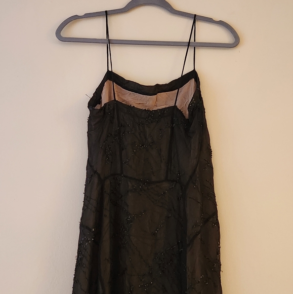 Narciso Rodriguez 100% Silk Beaded Black Slip Dress Midi Length Size 0 - Picture 3 of 7